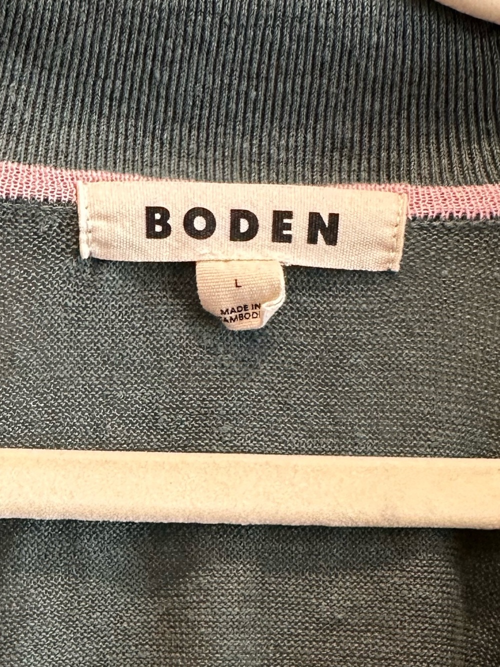 Boden Agnes Collared Linen Jumper V Neck Sweater Green Jasper Sz Large - Picture 3 of 10